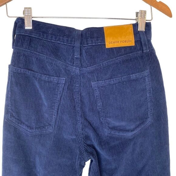 Aritzia Denim Forum The Arlo High Rise Straight Leg Blue Corduroy Pants - Picture 9 of 14
